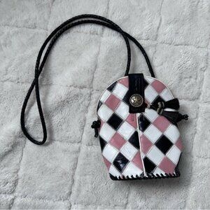 Boot Hill Bags| Pink and White Checkered Cowboy Boot Bucket Crossbody Purse Bag
